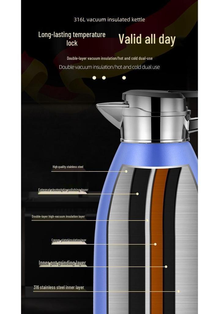 High-Grade Double-Layer Stainless Steel Insulated Water Kettle - Anti-Scald Thermos Flask for Home & Commercial Use