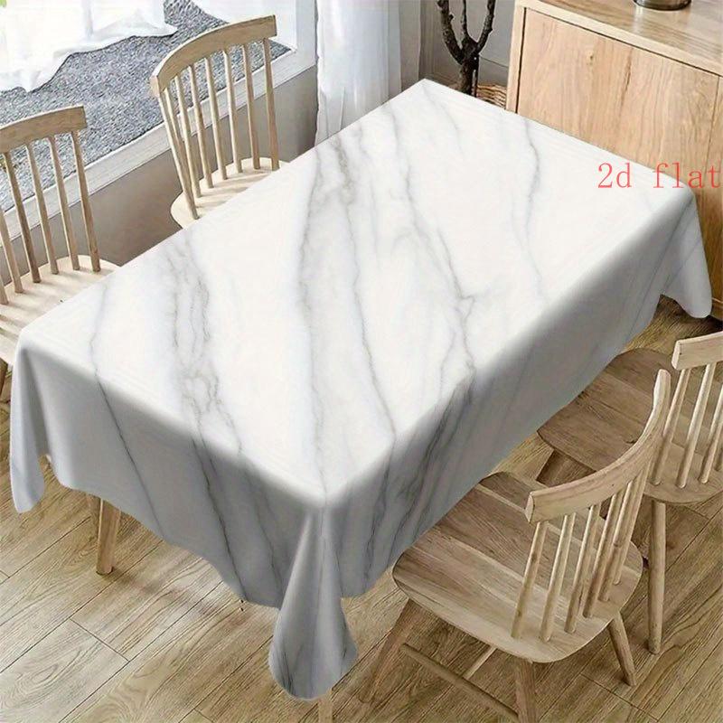 2D Flat 1pc- Soft And Stylish, Beautiful And Elegant Gray-White Marble Pattern Tablecloth, Machine Washable And Easy to Clean, Suitable for Dining Tab
