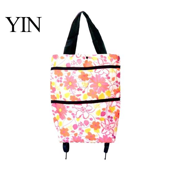 Sac de Courses Extensible à Roulettes Pliable avec Roulettes, Léger Portable Grande Capacité Chariot à Provisions Chariot, Trolley Imperméable en Tissu Oxford pour Et
