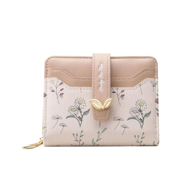 Multifunctional flower wallet women's short thin and compact zipper change bag new women's wallet card bag