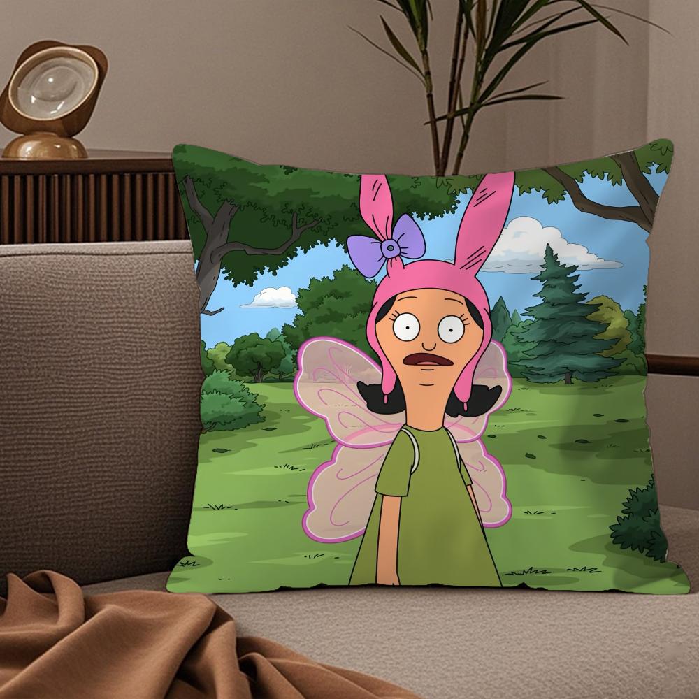 C-Cartoon B-Bobs B-Burgers Pillow Case Silky Elegant Comfort Sofa Bed Invisible Zipper