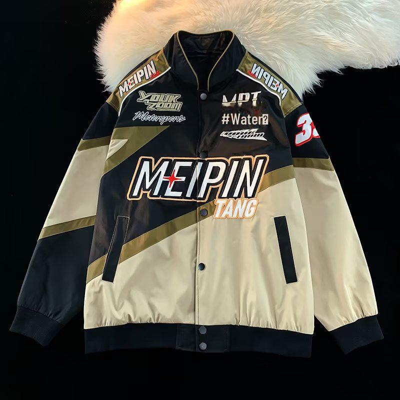 Men's Classic Streetwear Racing Jacket: Trendy, Loose-Fit, Handsome Motorcycle Style for Spring and Autumn.