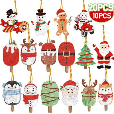 10/20 Stück Weihnachtsdeko Diamond Painting Anhänger Speziell geformte Bohrer 5D DIY Hängeornament Punktbohrer Cartoon Einseitig