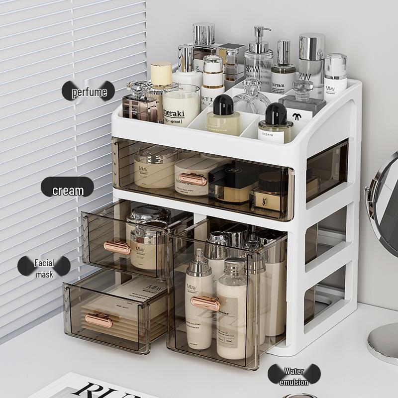 Desktop Skincare & Stationery Organizer: Large-Capacity, Multi-Layer, Drawer-Type Storage Box
