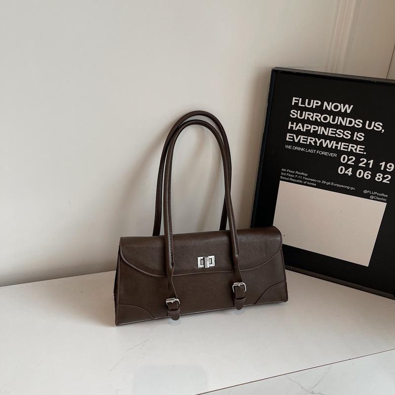 Премиальный нишевый подмышечный мешок с чувством, женская осенне-зимняя модная ретро сумка через плечо, универсальная сумка-тоут темно-коричневого