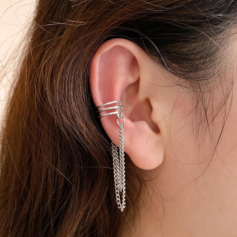 Gold Color Simple Heart Zircon Ear Cuff Clip on Earring for Women No Pierced C Shape Pink Crystal Earcuff Ear Wrap Clips Jewelry