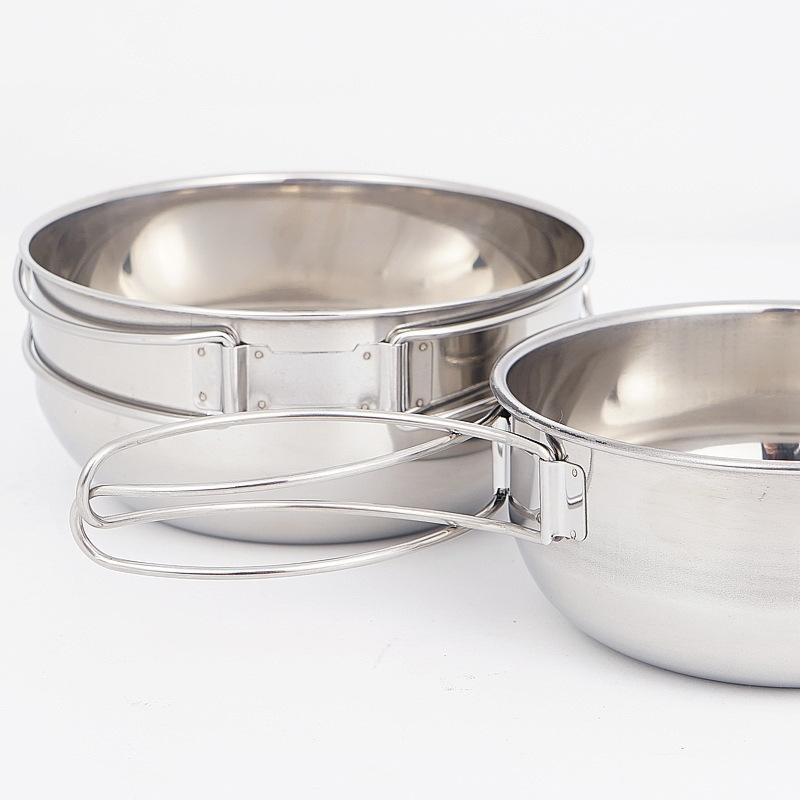 CLS Outdoor Folding Cup Set 304 Stainless Steel Hiking Camping 650ml Large 4-piece Cup Set Folding Bowl Combination Tableware