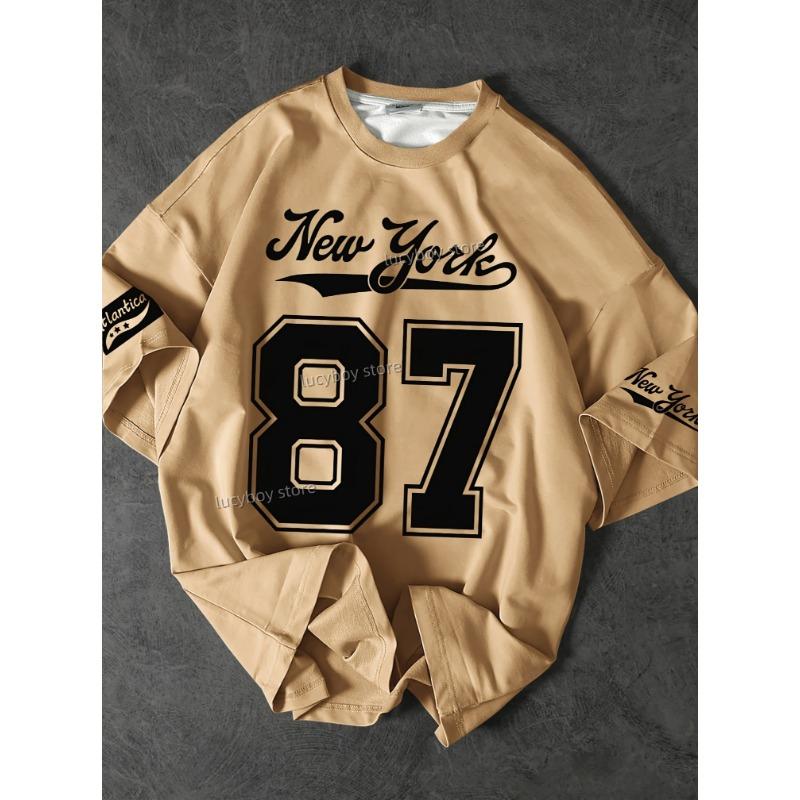 No.87 NEW YORK Print Jersey Tshirt Women Short Sleeve Sport Football T-Shirt Vintage Oversize Striped Tees Women Casual Clothing
