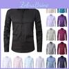 Shirt Long Sleeve Mens Elastic Shirt Mens Top Slim Solid Color Inch Shirt