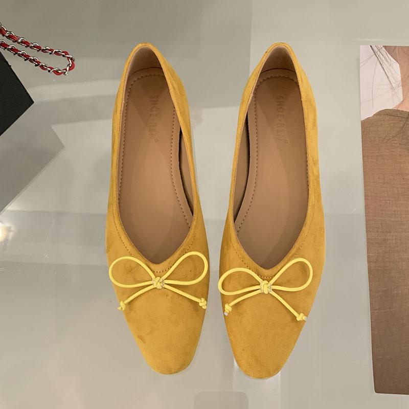 

Модная обувь Женские слипоны с острым носком Летне-весенние женские неглубокие модные туфли-балетки с бантом-бабочкой 35 жёлтый