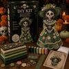 Volkskunstpuppen Bastelset Tag der Toten Patchwork DIY-Set, Zuckerschädel Nähen Bastelsets für Erwachsene, Feiertags-Andenken-Herstellungsmaterialien Halloween