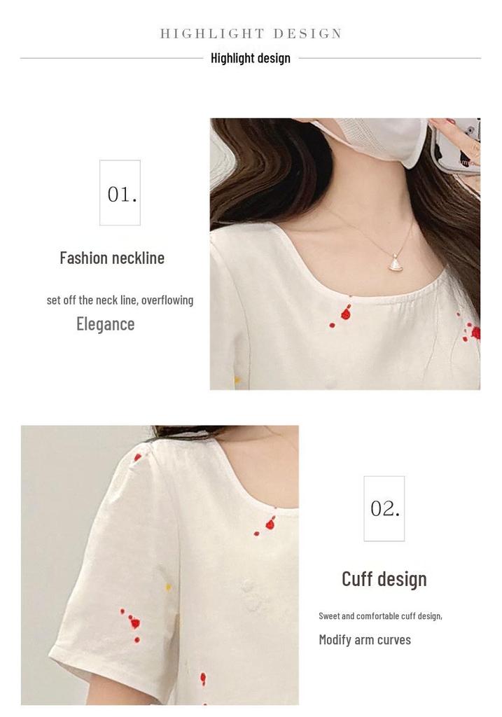 2026 Summer White Short Sleeve Maternity Wear: Simple, Loose, and Slimming Design