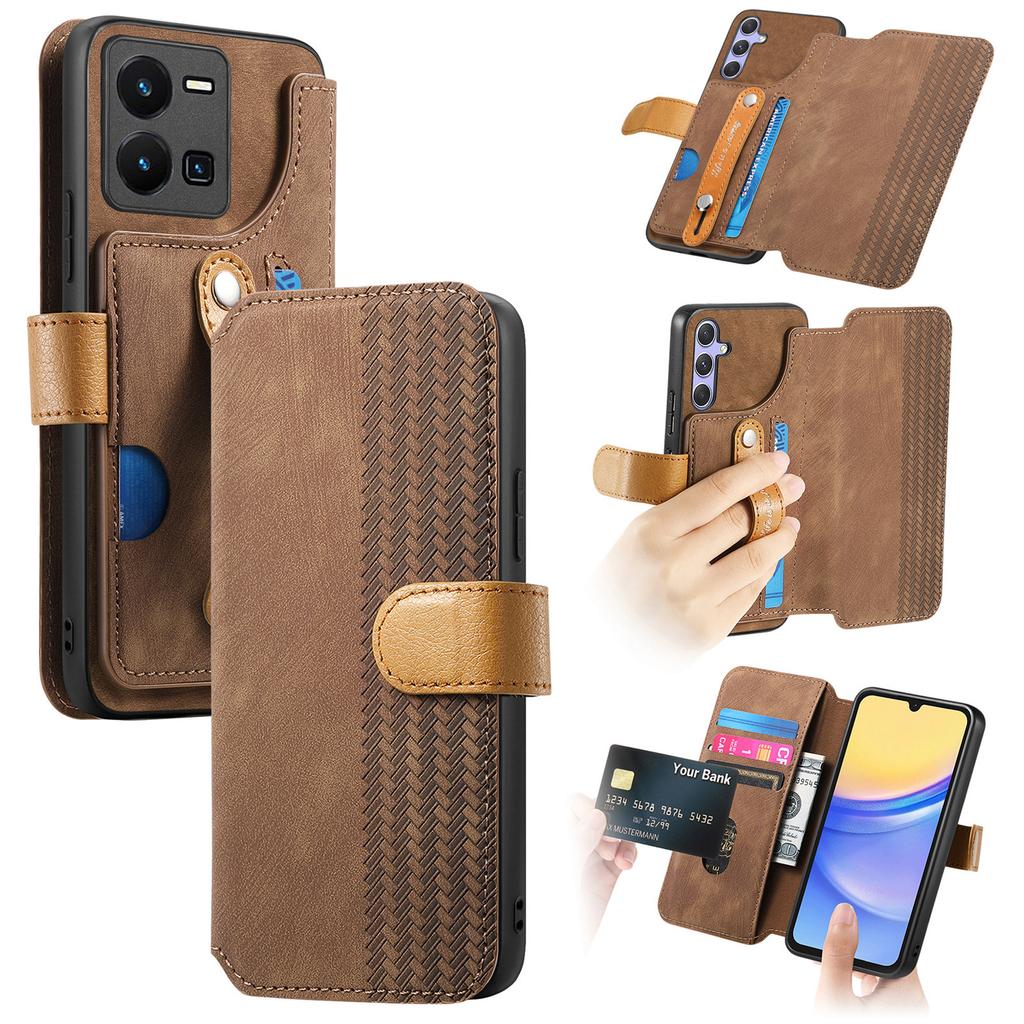 Ultimate Shockproof Wallet Case for Vivo series.Y02/Y02s/Y11/Y17/Y15/Y12/Y3/Y15S/Y10/Y16/Y20/Y21/Y35...| Card Holder + Stand + RFID Protection