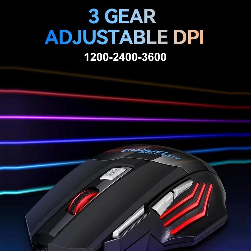 USB Wired Gaming Mouse 7 Button Backlit Ergonomic Mice 2400 DPI Backlight Adjustable Optical Mice for PC Gamer Computer Desktop