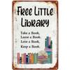 Metal Poster Wall Art Vintage Library Sign Garden Bookshelf Decor