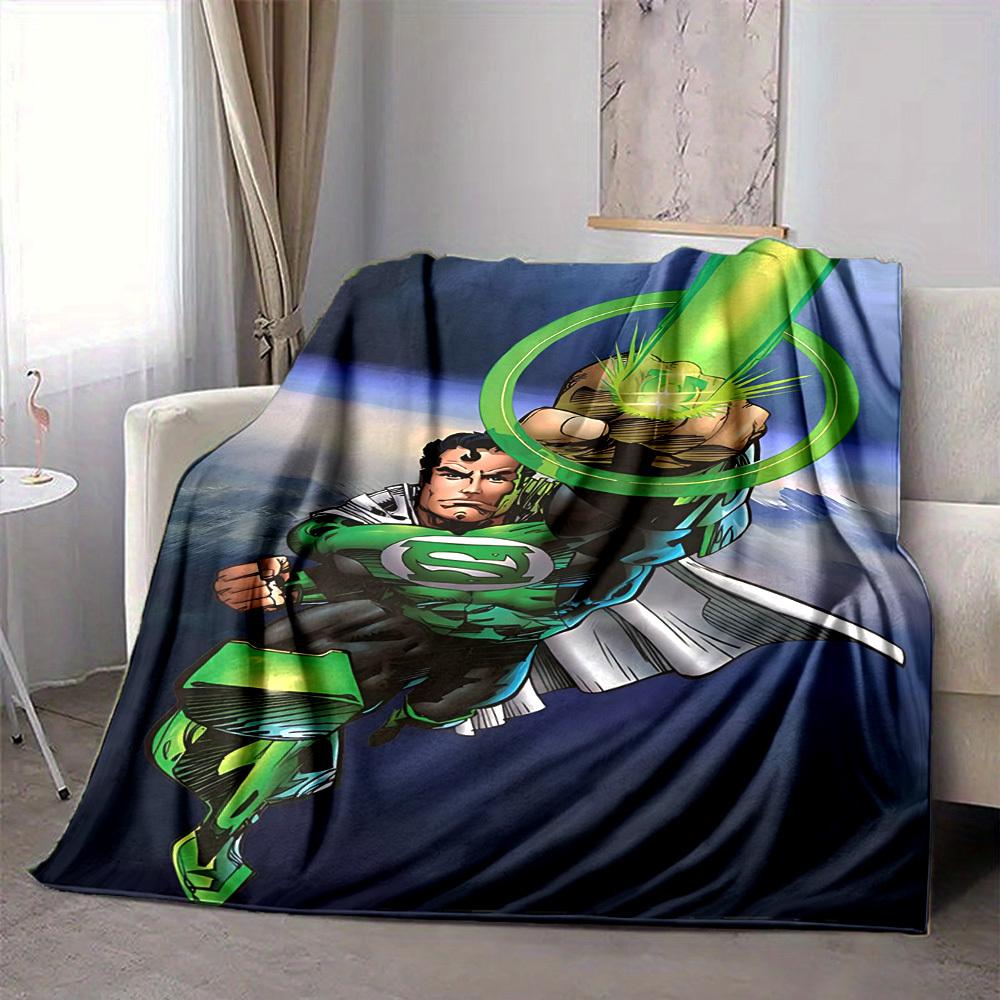 1pc Green Lantern Ring Flannel Throw Blanket Soft, Warm & Cozy for Couch, Bed, Office, and Travel Versatile All Season Gift, Christmas present