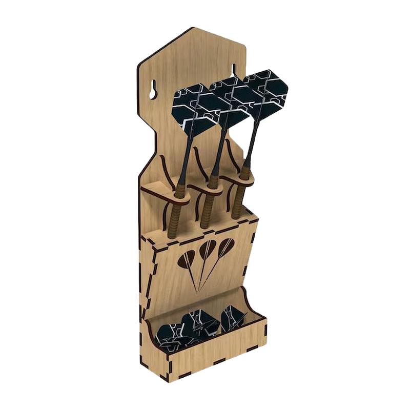 Wooden Wall Mounted Dart Holder Stand Space-Saving With Storage Case Display Stand For Dart Enthusiasts Home Office Game Room