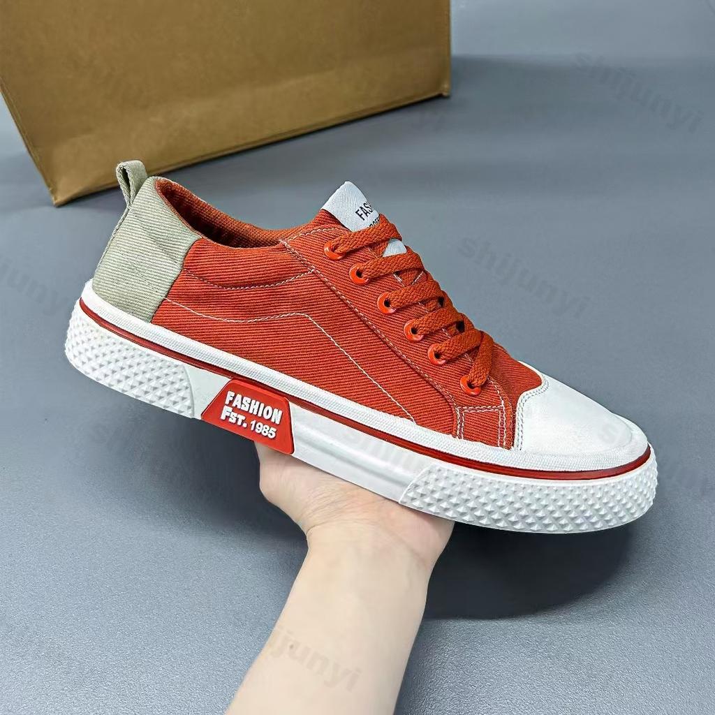 Men's New Sports and Casual Canvas Board Shoes Soft Soles Men's Trendy Lace Up Breathable Versatile Spring and Autumn Sneakers