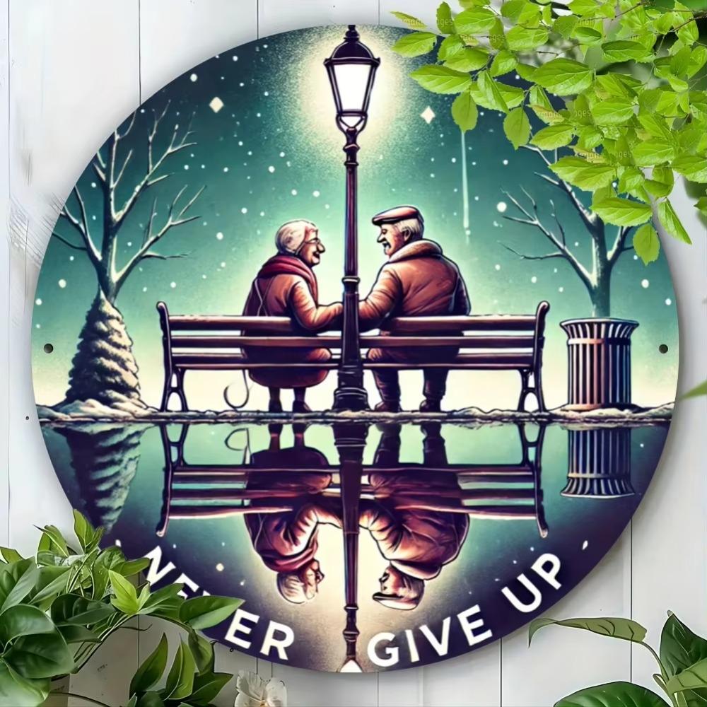 

Vintage Metal Sign Never Give Up Starry Night Wall Art Home Bar Cafe Decor 40x30cm