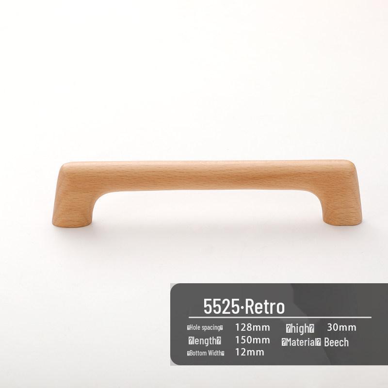 Natural Solid Wood Cabinet & Wardrobe Handle - Long, Cream Style
