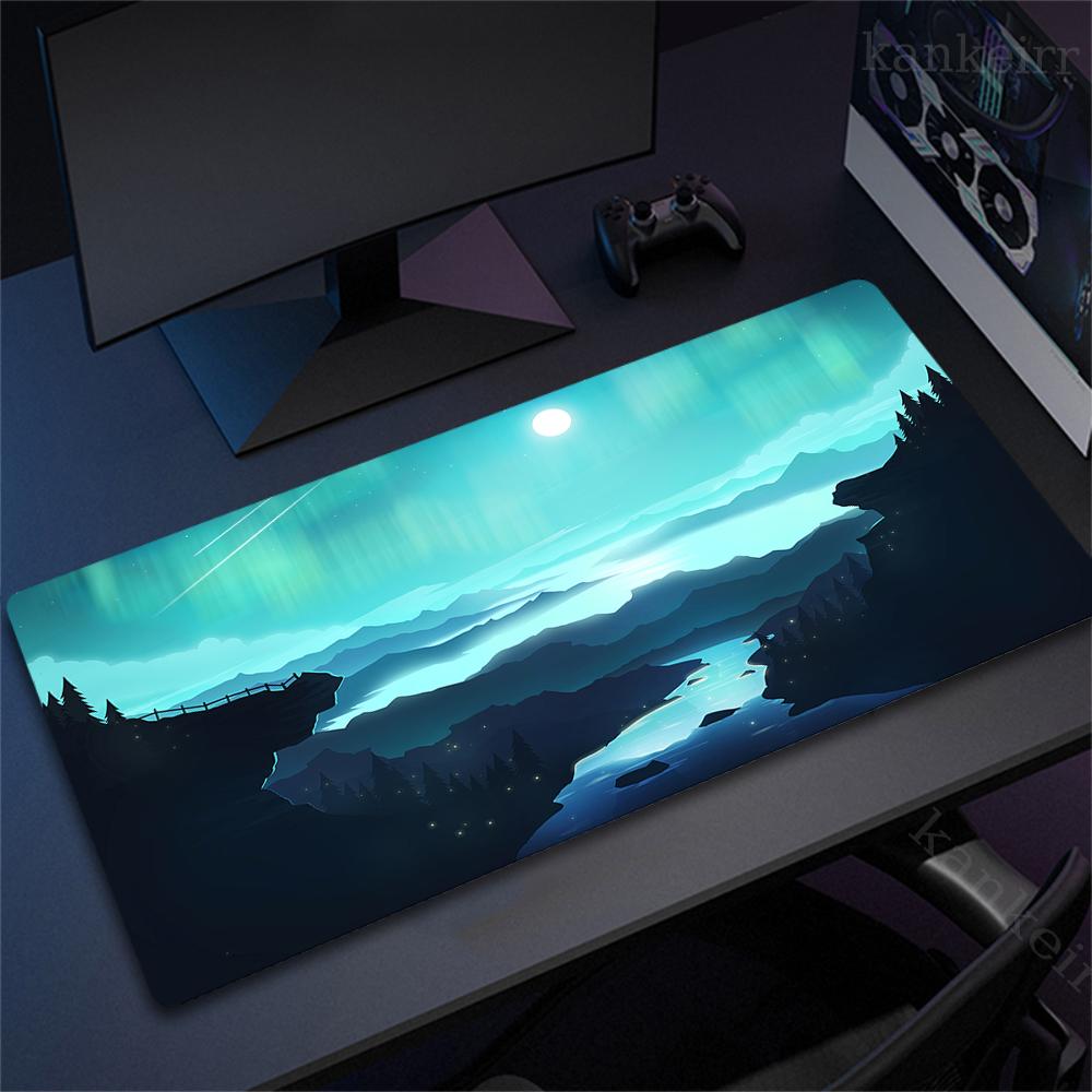 Large Game Deskmat Natural Rubber Mousepad Landscape Mountain Sunset Cartoon Mouse Pad Antislip Carpet Keyboard Mouse Mat 90x40