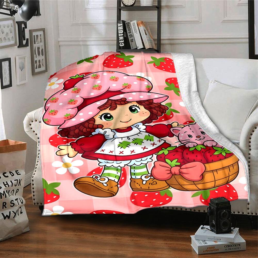 1pc Princess Strawberry13 Blanket, Gift, for Men and Women, Soft Blanket, Good for Sofa Bed Couch Travel, Lightweight Flannel Blanket