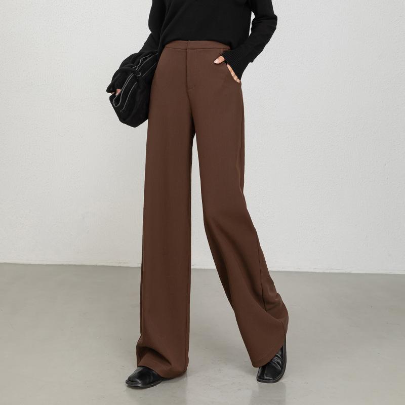 1116 Autumn Tencel Wool Wide-leg Pants Women's High-waisted Straight-leg Pants Loose and Thin Versatile Fashion Suit Pants