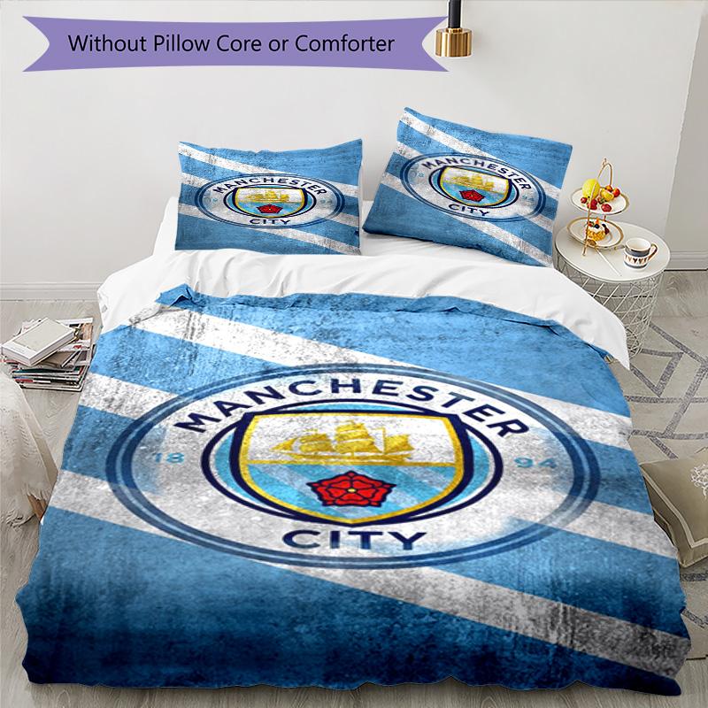 Set Copripiumino Stampato Manchester City F.C. – include 1 copripiumino e 2 federe coordinate Decorazione per camera da letto Regali di Natale