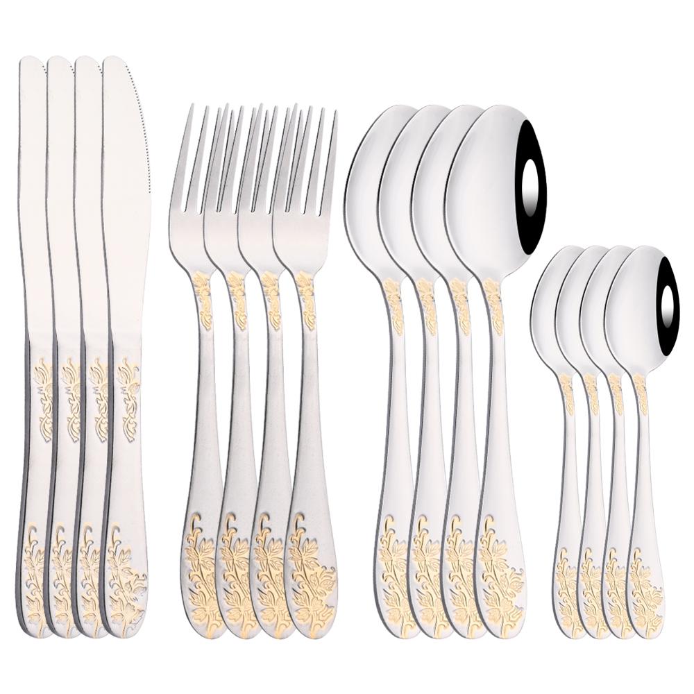 Gold Plated Tableware Cutlery Set Luxury