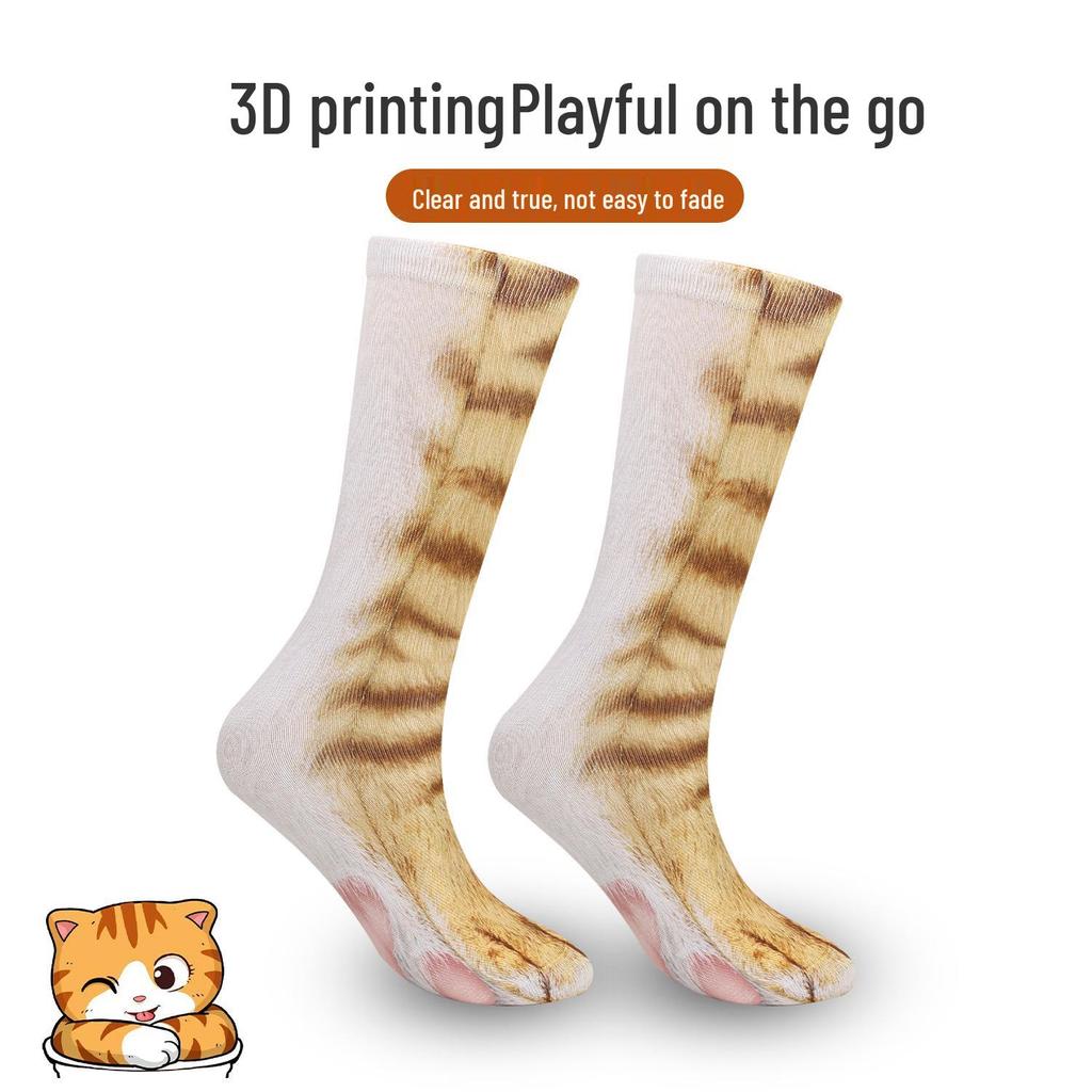 Meias de Meia Panturrilha Garra de Animal - Meias Divertidas Estampadas para Adultos e Crianças