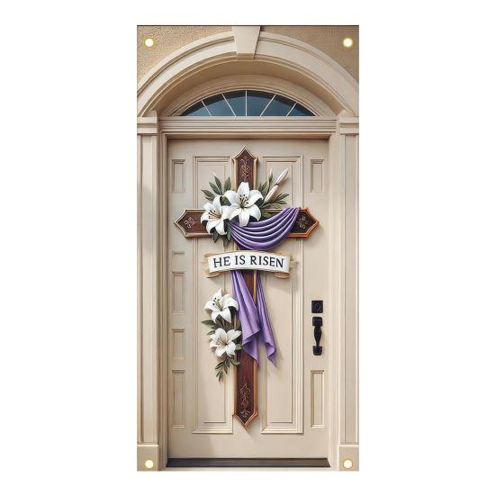 Ostern Türbanner Frühlingshase Karotte Eier Veranda Schild Große Haustür Wand Kulisse für Innen Außen Frühlingsfest Dekoration Fotokabine Requisiten