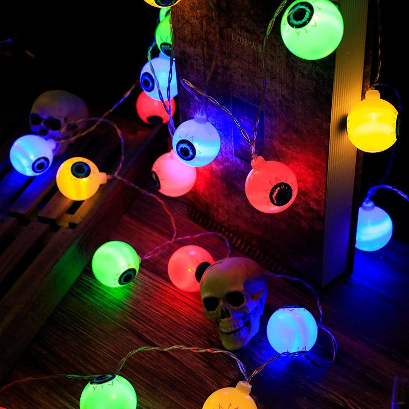 Halloween LED Ghost Eyeball String Lights, Battery & USB Operated, Perfect for Bar, Party, or Haunted House Decor