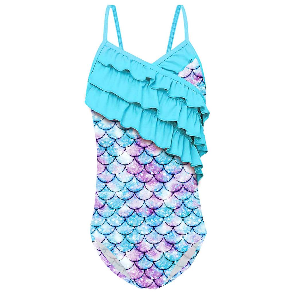 Cross-border Mermaid One-piece Girls' Children's Swimsuit Girls' Summer Baby's New Small, Medium and Older Children's Sunscreen Swimsuit