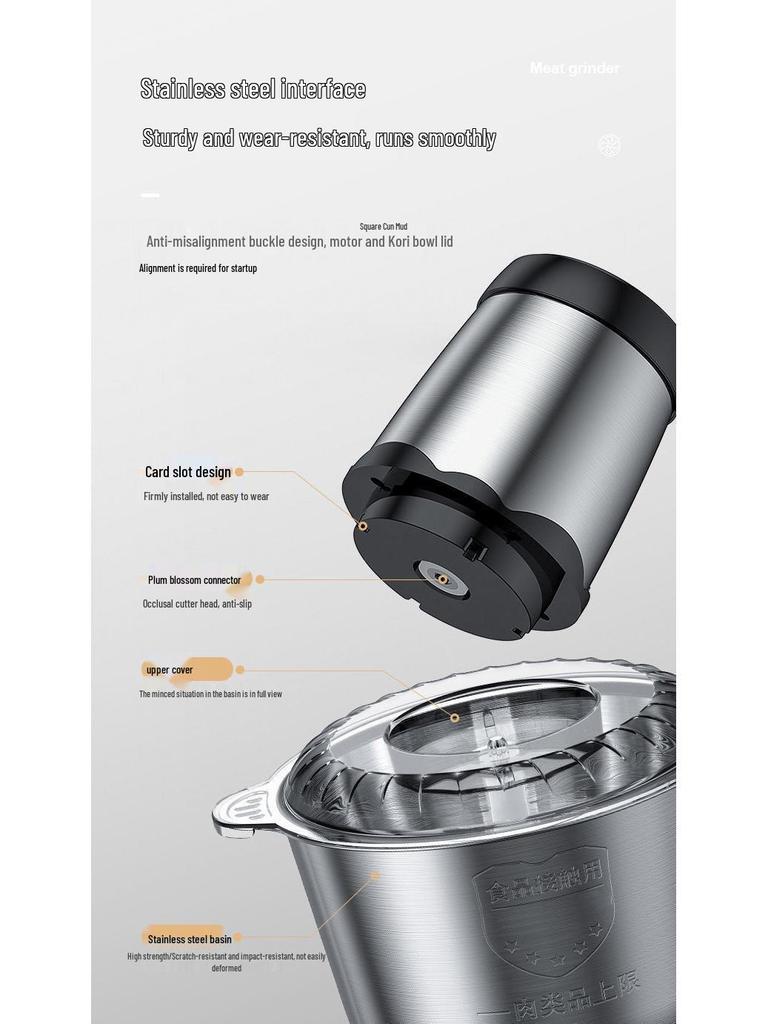 Electric Meat Grinder & Food Processor: Multi-Functional Chopper for Meat, Vegetables, Dumplings, Garlic, and More. Perfect for Home Use.