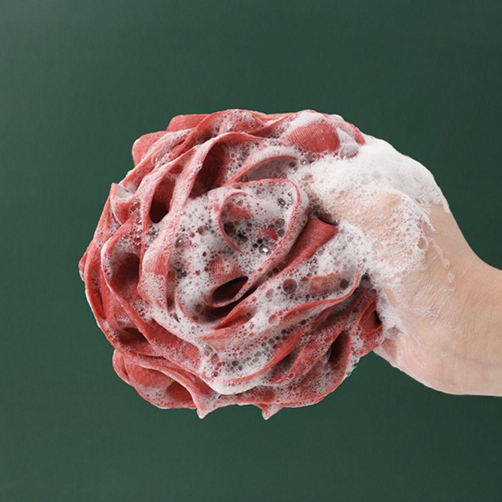 Rose Shaped Shower Ball Mesh Rose Bath Ball Hangable Exfoliating