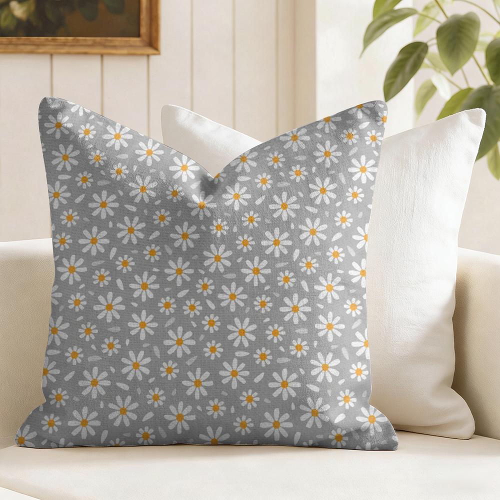 Daisy Pattern Cushion Cover Natural Linen Pillow Cover Double-Sided Print Cushion Cover For Sofa Home Decor
