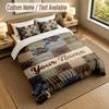 Set de lenjerie de pat personalizat cu tematică de câine, 3 piese, cu text și nume personalizate, 1 cearșaf, 2 fețe de pernă, Lenjerie de pat pentru casă, 1 bucată