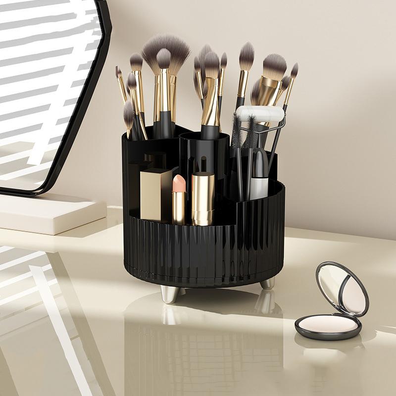 

Новый вращающийся на 360° держатель для кистей для макияжа, коробка для хранения косметики, роскошный органайзер для макияжа, губные помады, контейнер для макияжа, органайзер для туалетного столика