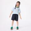 Xiaoyinman Girls' Contrast Collar Striped Heart Print Short-Sleeve T-Shirt