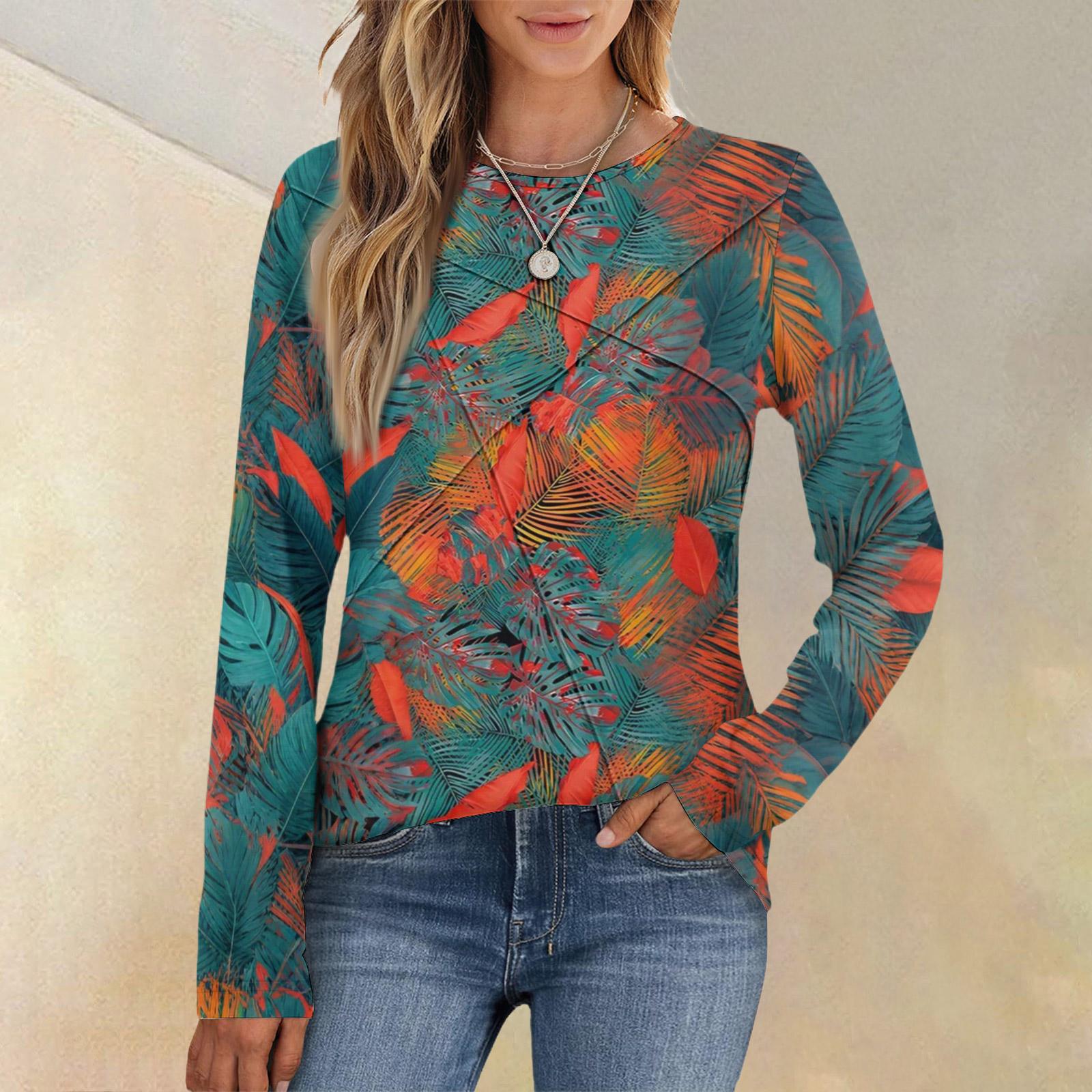 

Модный женский топ с длинным рукавом, круглым вырезом, повседневный, плиссированный, в стиле ретро, с цветочным принтом, свободного кроя S винный