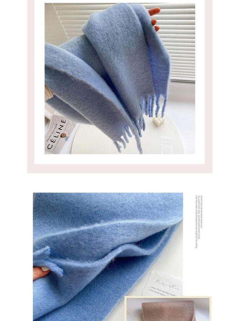 Sciarpa da donna spessa e soffice in stile coreano: Colore Solido, Imitazione Cashmere, Scialle Caldo da Collo Versatile per Autunno/Inverno 2023.