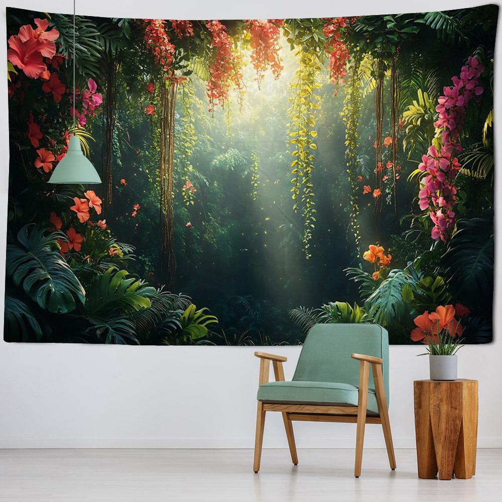 Bohemian Style Tapestry, Tropical Plant Art Wall Hanging, Psychedelic Home Background Decoration, Available In Various Sizes