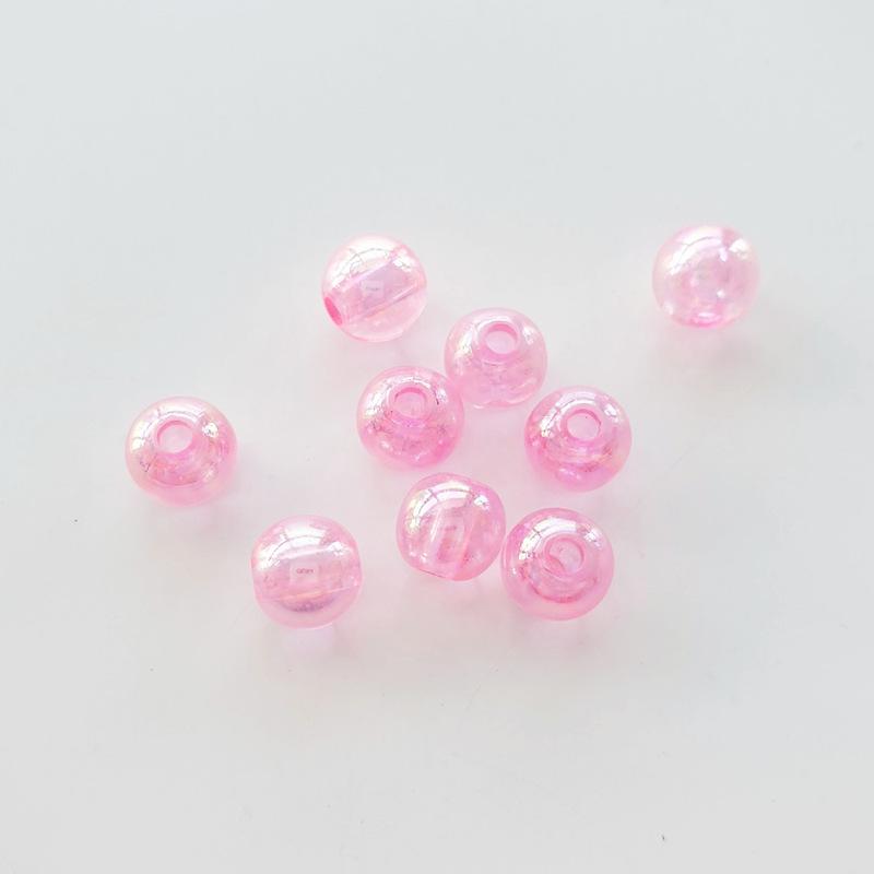 8mm Transparent AB-Plated Acrylic Round Beads for DIY Weaving and Phone Straps