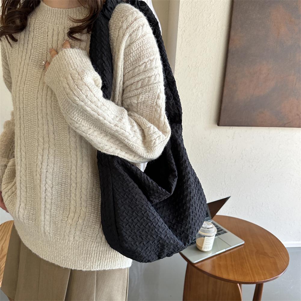 Women Puffer Shoulder Bag Drawstring Cloud Pleatd Bag Strap Adjustable Versatile Casual Slouchy Shopper Bag
