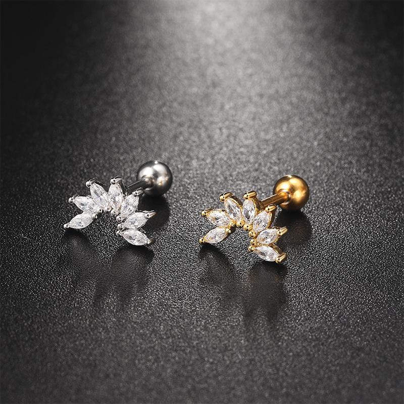 1Pcs Zircon Earring For Women Ear Bone Nail Cartilage Earring Spiral Stud Earrin