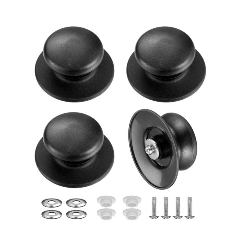 Set of 4 Multipurpose Cookware Lid Knobs Sturdy Plastic Pan Handle Suitable for Multiple Kitchen Pot Covers Black