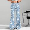 Women's Fashion Loose Drawstring Waist Christmas Printed Casual Sports Pants Casual Flared Pants