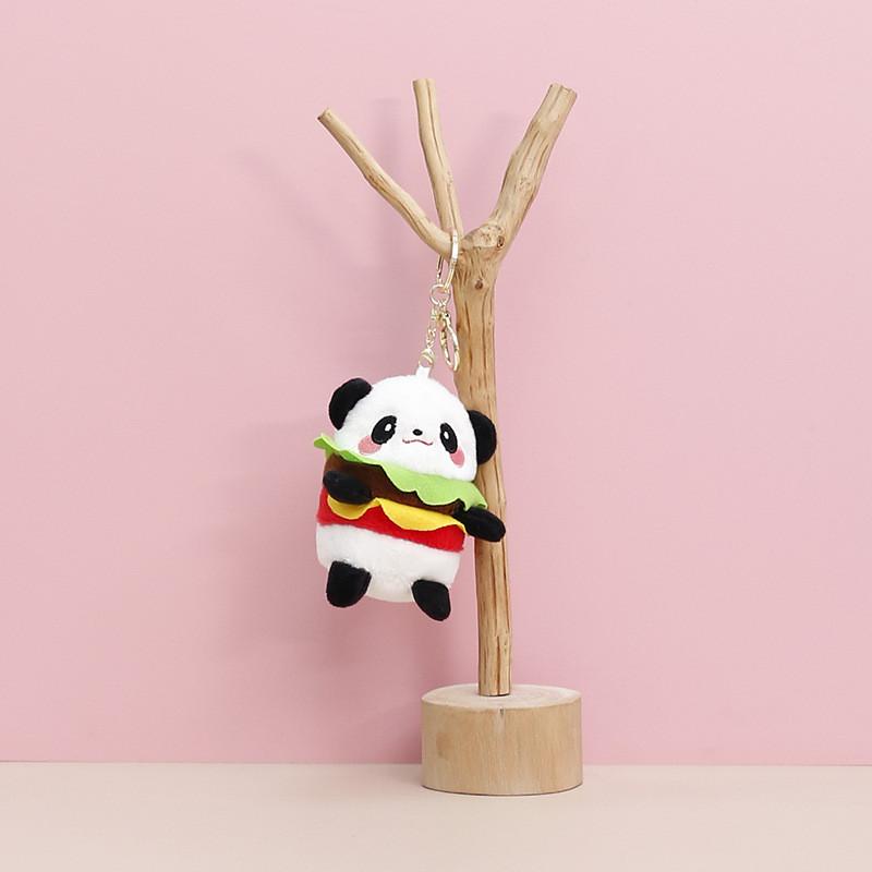 Hamburger Panda Dog Plush Keychain Animal Toy Pendant Cartoon Decoration Gift