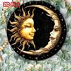 Vintage Sun Moon Metal Wall Art Red Berries Round Iron Tin Sign Indoor Outdoor Decor
