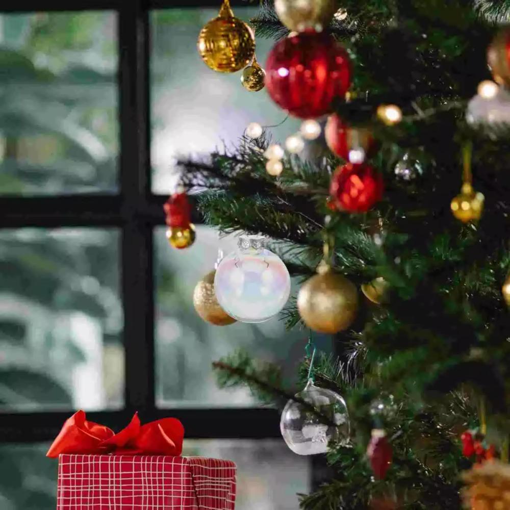 6Pcs Sphere Iridescent Bubble Ball Pendant Clear Xmas Tree Hanging Ball  Birthday Party